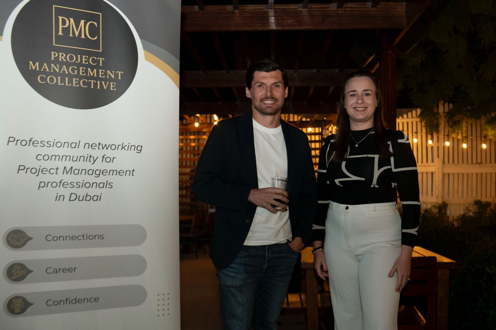 Mark and Rachael at the PMC banner